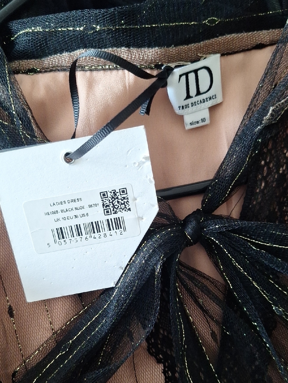 True Decadense Arleth Black Nude Tulle Women's Midi Size 10 NWT - Picture 8 of 10